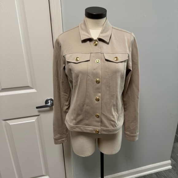 NWOT- Cynthia Rowley Beige Jacket with Gold Buttons Medium - Picture 1 of 9